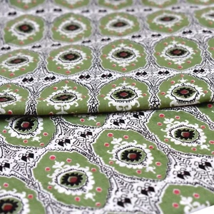 10 Yard Indian Hand Block Print Fabric 100% Cotton Natural Dyed Floral Fabric - Picture 1 of 5
