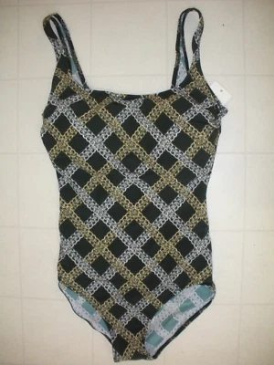 Profile GOTTEX Olive & Multicolor 1 Pc Square Neck Tank Swimsuit Sz 12 NWT - Image 1 of 2