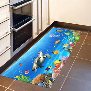 Ocean Animals Sea Turtle Kitchen Mat Non-Slip Carpet Bedroom Floor Area Rugs - Picture 1 of 3
