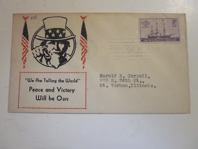 WWI1 US 1944 STEAMSHIP FDC SCOTTS 923 PATRIOTIC RARE CACHET WE ARE TELLING THE - Image 1 of 3