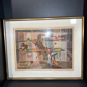 VTg. George Schreiber, 3 RIng Circus￼, Color Lithograph ￼Matted/frame & Signed - Picture 1 of 9
