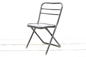 Silla Plegable de Metal Hampden Childs Vintage Diseño Tubular Negro Edad Mediados de Siglo - Imagen 1 de 10