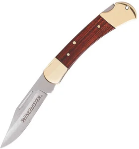 Winchester Wood Lockback 3.5" Brass Folder Pocketknife - Picture 1 of 1