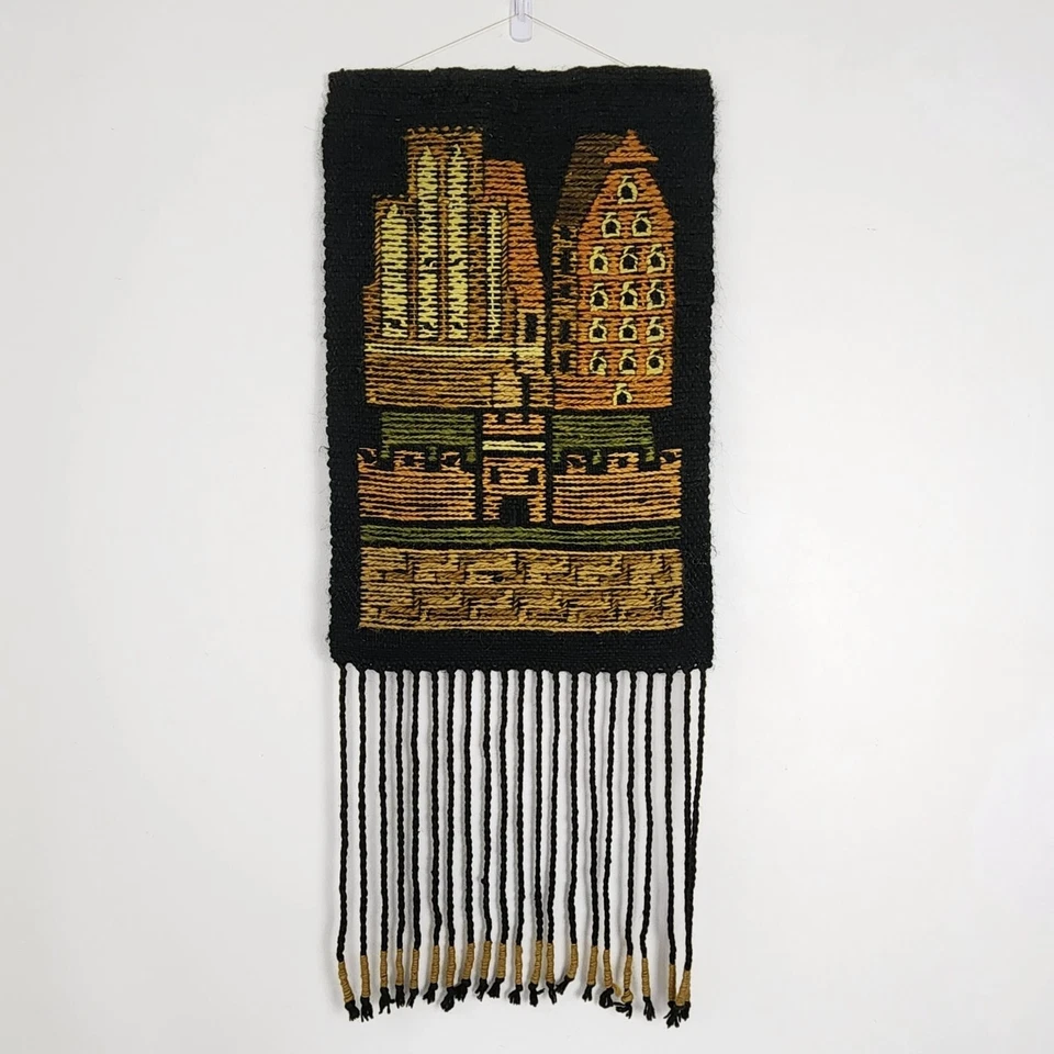 Tapiz de lana Kilim polaco europeo de colección MCM colgante de pared arquitectura boho chic Foto 1 de 4