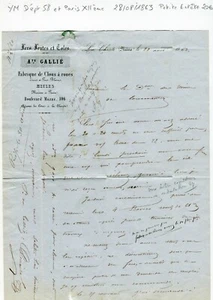Dépt 58 - La Charité & Paris XII ème - Secteur Métallurgie du 28/08/1863 - Imagen 1 de 1