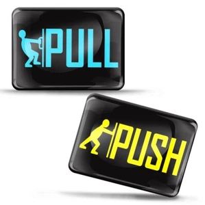 2 x 3D Silikon Aufkleber Hinweis Schild Push Pull Tür Fenster Markierung Eingang Ausgang - Bild 1 von 6