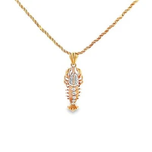 18K Gold Diamond Lobster Pendant - Picture 1 of 3