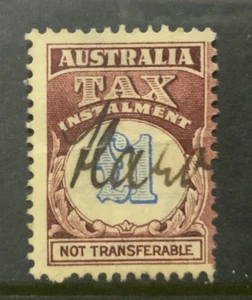 AUSTRALIAN TAX INSTALMENT:   1 POUND PURPLE BROWN AND BLUE  USED  .  . is crease - Picture 1 of 1