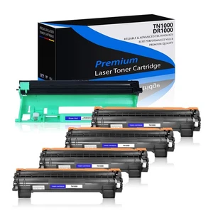 4PK TN1000 Toner + 1PK DR1000 Drum For Brother MFC-1810E MFC-1815 DCP-1610W - Picture 1 of 24