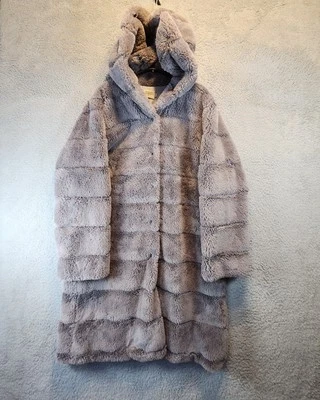ASA Fashion Group Aofur Faux Fur Coat Women L Hood Long Plush Warm Winter Jacket - Image 1 of 4