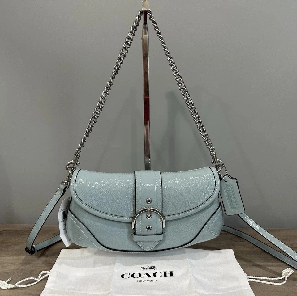 Coach SoHo 25 Shoulder Bag Crossbody Women handbag Purse CAN43 Light Blue