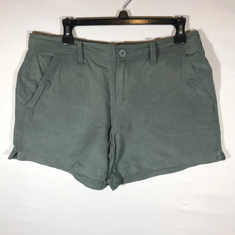 Pantalones cortos informales Calvin Klein Jeans para mujer 10 de mezcla de lino verde Foto 1 de 4