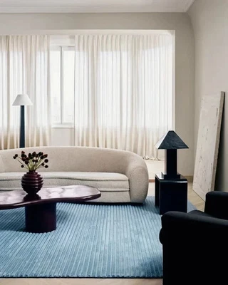 Handmade tufted rug Nz wool rug area hand tufted high low sky for living rug - Image 1 of 4