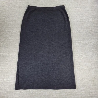 Шерстяная юбка миди Eileen Fisher среднего размера вересковый серый трикотаж эластичная талия сделано в США - Изображение 1 из 4