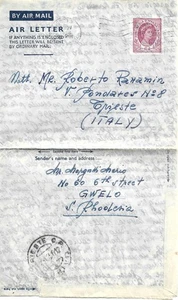 Rhodesia & Nyasaland 6d Air Letter from Gwelo to Trieste - Picture 1 of 2