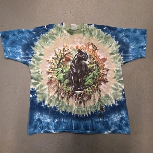 Camisa De Colección Azul Líquido Para Hombres XL Tie Dye Negro Pantera Selva Animal Arte Años 2000 - Imagen 1 de 8