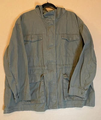 Ava & Viv女式3X连帽实用工作服军用夹克橄榄绿色棉 — 第 1/4 张图片