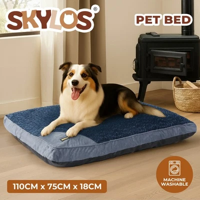 Skylos Dog Bed Soft Plush Pet Mattress Warm Washable Anti-Slip Cushion Mat - Image 1 of 4