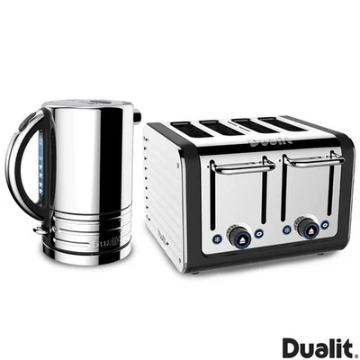 Dualit Architect 1.5L Kettle 4 Slot Toaster Set Modern Silver Matt Black 10135 - Image 1 of 4