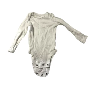 Ropa de bebé recién nacido blanca manga larga entrepierna a presión de una pieza - Imagen 1 de 4