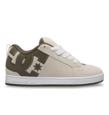 Dc Shoes Skate Court Graffik Se Off White - Olive 300529 Ovs Mens Uk Size 7 - 13 - Immagine 1 di 4