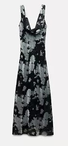 ZARA BLACK SLEEVELESS MIDI LONG VELVET DRESS SIZE M 4772/276 - Picture 1 of 7