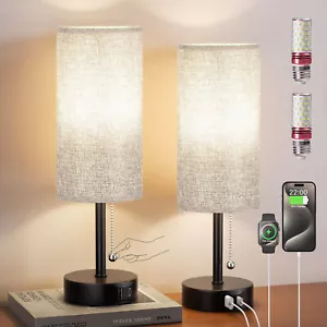 Tischlampe 2er Set mit USB-Ladefunktion Touch Dimmbar Nachttischlampe,2 USB - Bild 1 von 9