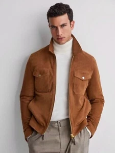 REISS In John Varvatos Style Suede Trucker Jacket Sz M . Originally $810 - Picture 1 of 7