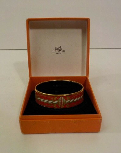 HERMÈS Bracciale originale HERMES Paris smalto placcato oro 18 K nuovo con scatola (#1)