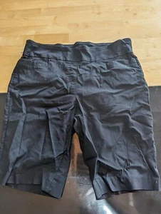 Womens black stretch elastic waistband shorts - Picture 1 of 7