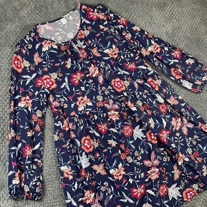 Old Navy Women's Floral Dress Size Large Smocked Long Sleeve Blue Cottagecore - Picture 1 of 10
