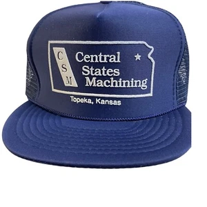 Vintage Central States Machining Topeka KS Trucker Hat Blue Mesh Nissin Cap USA - Picture 1 of 11