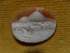 Vintage / Antique CAMEO carved from Shell Water Scene Framed unmounted 1.5"x1"