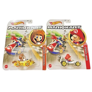 TANOOKI MARIO & BABY MARIO Hot Wheels Mario Kart Die-Cast Race Cars - Picture 1 of 1