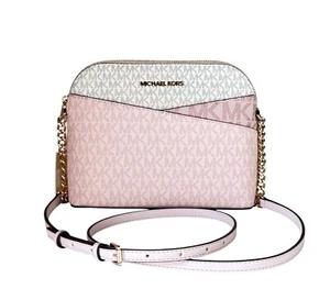 MICHAEL KORS JET SET TRAVEL DOME SHOULDER CROSSBODY BAG COLORBLOCK MK PINK MULTI - Picture 1 of 14