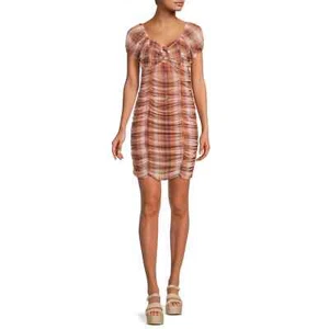 Madden NYC Junior's Ruched Dress with Puff Sleeves NEW - Picture 1 of 16