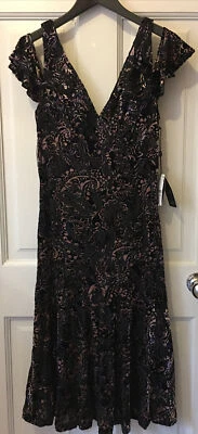 Womens Adrianna Papell Black Multi Velvet Sheath Dress Lined UK 10 BNWT - Изображение 1 из 4