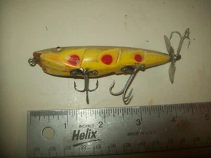 Unmarked Plastic Slotted Dotted Vintage Fishing Lure 3 3/4" Long Body Tack eyes - Picture 1 of 8