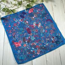 HERMES Floral Weave Gavroche Carre Scarf Blue Silk 40x40cm Jigglypuff Pattern