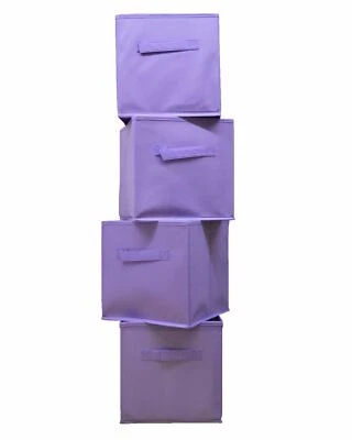 Pack of 4 Folding Storage Boxes Purple Space Saver Home Bedroom Playroom Toys - Image 1 of 4