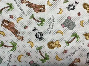 Sweet Dreams Bazooples  Animal Toss On White Fabric OOP Only 2 Fat Quarters Left - Picture 1 of 2