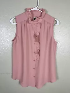 Anne Klein gewebtes Tanktop geknöpfte Bluse Shirt rose hellbraun Größe S Damen - Bild 1 von 6