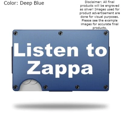 Custom "LISTEN TO FRANK ZAPPA" Laser Engraved Wallet - Slim Metal Wallet - Image 1 of 4