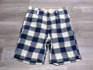 Abercrombie & Fitch Boys Buffalo Plaid Shorts Skater Surfer Sz 8 Blue White NWT - Picture 1 of 8
