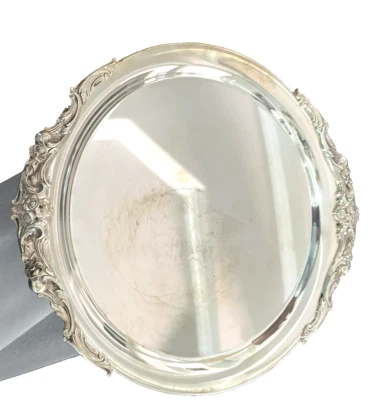 Bandeja redonda plateada LUNT de aproximadamente 13,5" victoriana vintage Foto 1 de 4