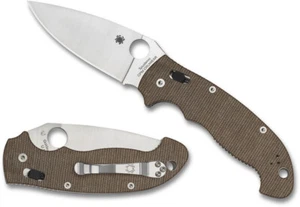 Spyderco Manix 2 XL braun Canvas Micarta CPM CRU-WEAR Klinge schlichte Kante, C95MPCW2 - Bild 1 von 3