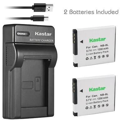 Kastar NB-8L Battery + Charger for Canon PowerShot A2200 A3000 A3200 IS A3300 IS