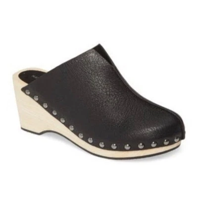 NUEVO Zuecos Kelsi Dagger Brooklyn Jhett Cuero Negro Talla 7.5 Madera Anthropologie Foto 1 de 4