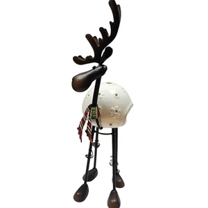 Pier 1 Imports Bobblehead Christmas Reindeer Moose Tea Candle Light Holder  - Picture 1 of 8