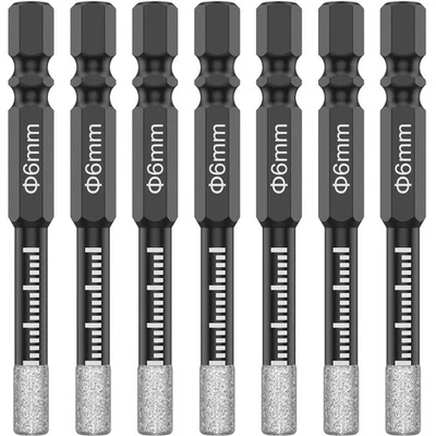 7-teiliges 6 mm Diamantbohrer Set trocken mit Schnellwechsel-Sechskantschaft - Bild 1 von 4